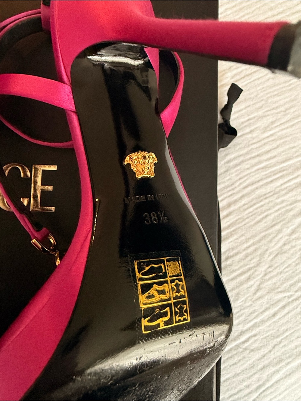 Versace Hot Pink Satin Platform Stiletto Sandals - Picture 4 of 7